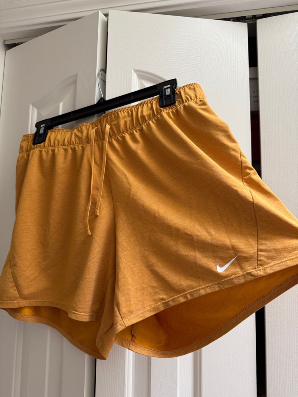 Nike Women's Golden Orange Athletic Shorts with Drawstring